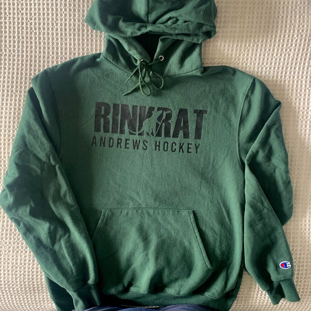 Champion Andrews Hockey Rink Rat Hoodie green size small